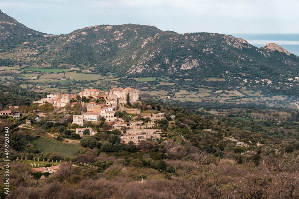 Hilltop village of Pigna in the Balagne region of Corsica