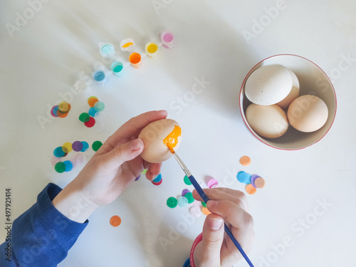 Easter preparations, painting Easter eggs photo
