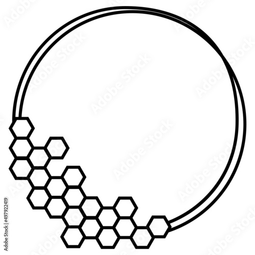 Round wreath monogram with honeycomb svg, Bee frame svg, Round border svg
