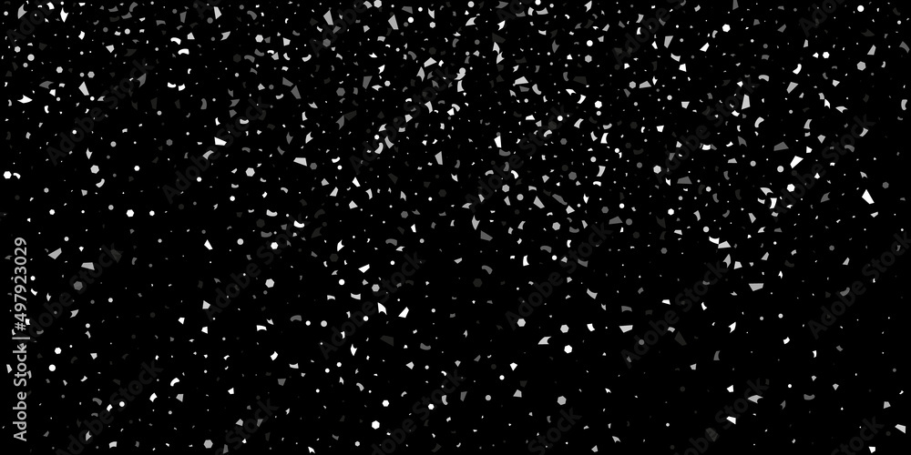 Silver confetti point on a black background. Luxury festive background. Silver grainy abstract texture overflows against a black background. Element of design. Vector illustration, EPS 10. Silver confetti point on a black background. Luxury festive background. Silver grainy abstract texture overflows against a black background. Element of design. Vector illustration, EPS 10.