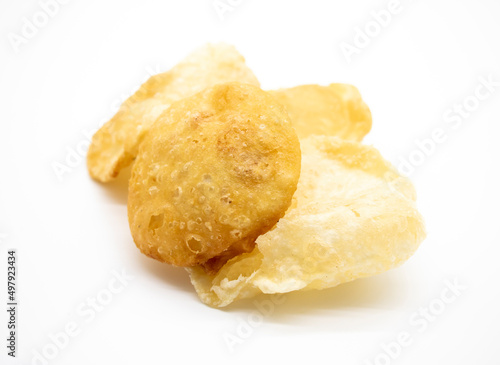 Traditional Bengali Luchi or Indian Puri or Poori is a deep fried on white background