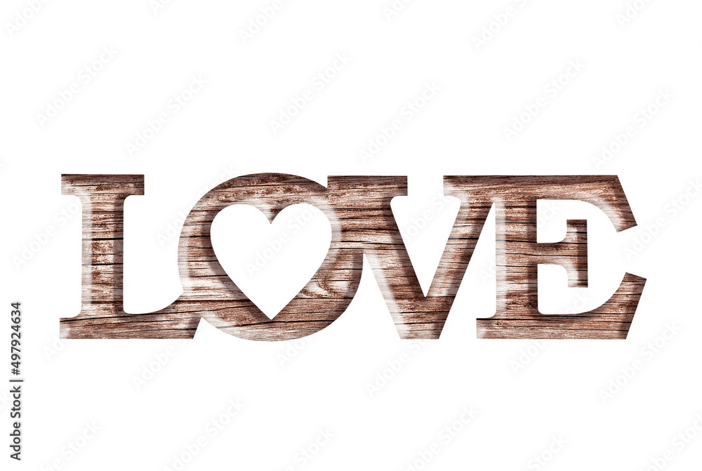 Wooden word love isolated on white background with clipping path Wooden word love isolated on white background with clipping path