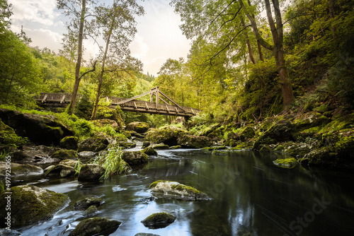 Hiking in the H  llental near Bad Steben and Lichtenberg  gorge and bridges with stony streams - Jungfernsteg  Teufelssteg