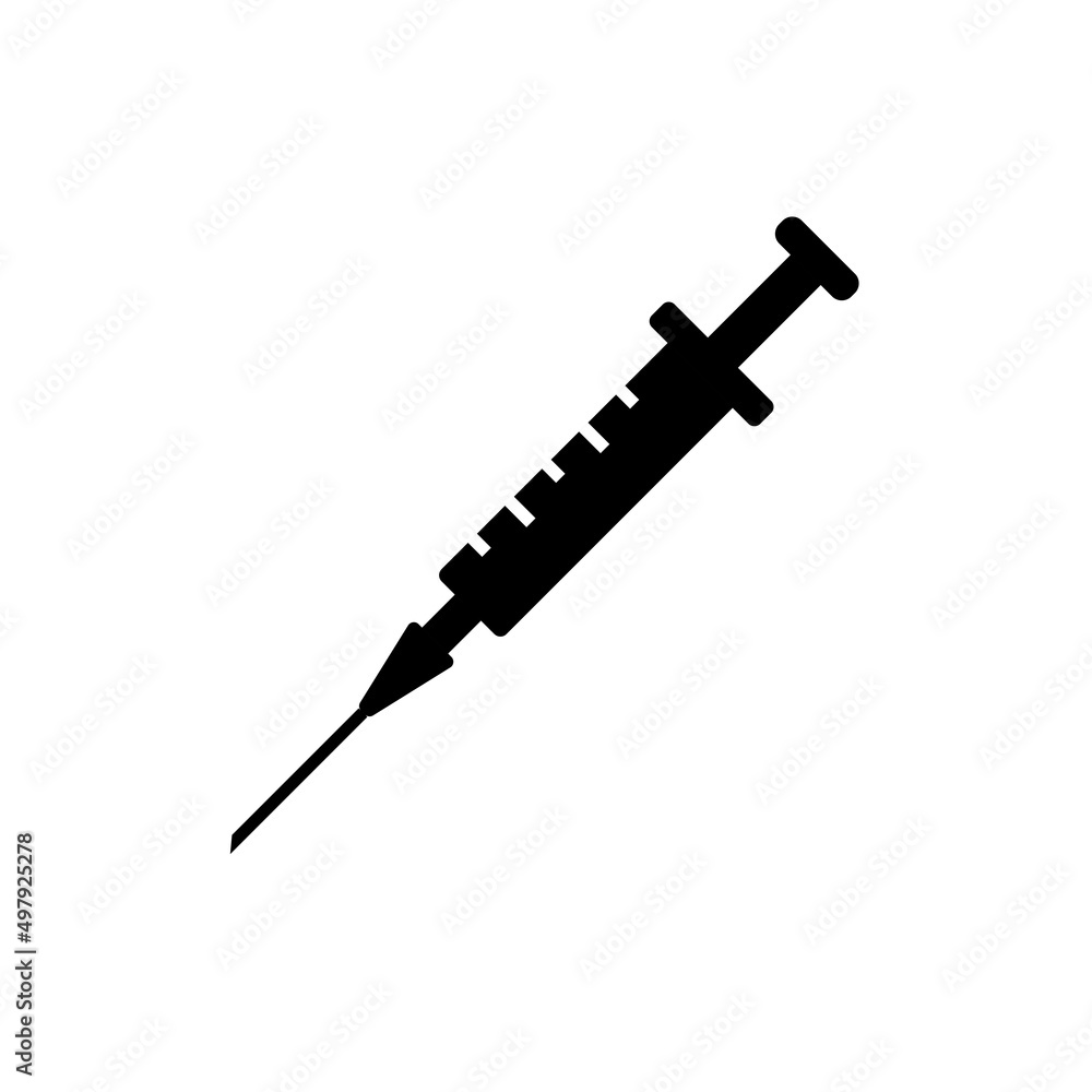 Syringe Silhouette. Black and White Icon Design Element on Isolated White Background Syringe Silhouette. Black and White Icon Design Element on Isolated White Background