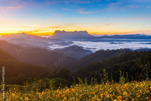 Beautiful landscape in the morning at Doi Luang Chiang Dao, Chiang Mai, Thailand