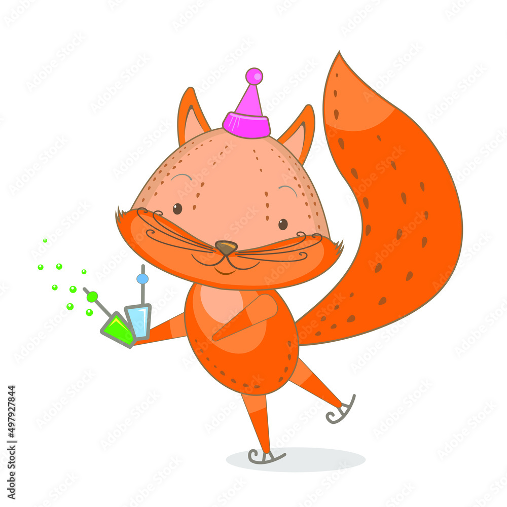 Vector image of a small fox. Isolated background, postcard, design.
Vector image of a small fox. Isolated background, postcard, design.