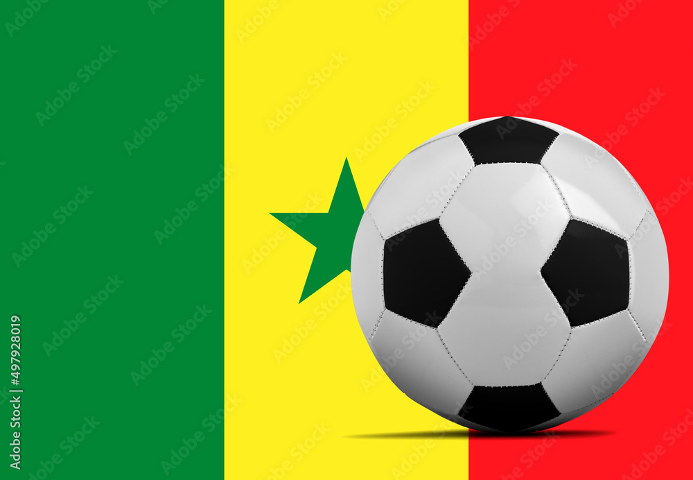 Soccer ball with Senegal national team flag.