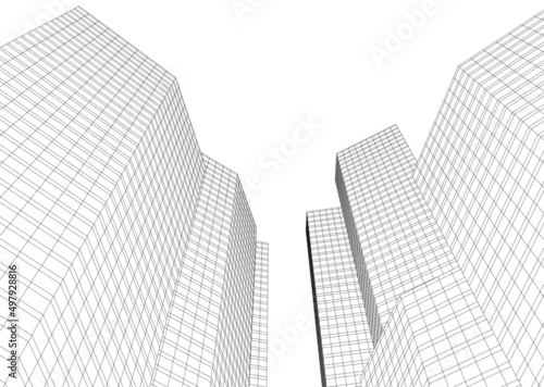 Billede på lærred City building architectural drawing