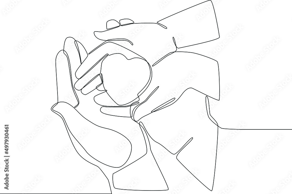 Single continuous line drawing of Hands of father and daughter keep love. Friendly happy family, hands families together. one line draw design graphic vector illustration. Single continuous line drawing of Hands of father and daughter keep love. Friendly happy family, hands families together. one line draw design graphic vector illustration.