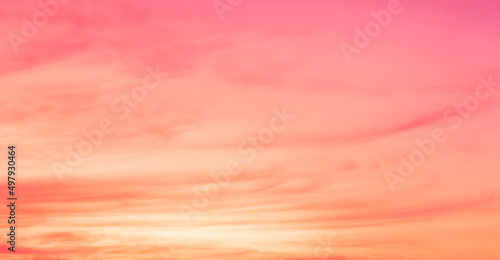 Romantic pink sky and orange, yellow in the evening in summer season, nature background