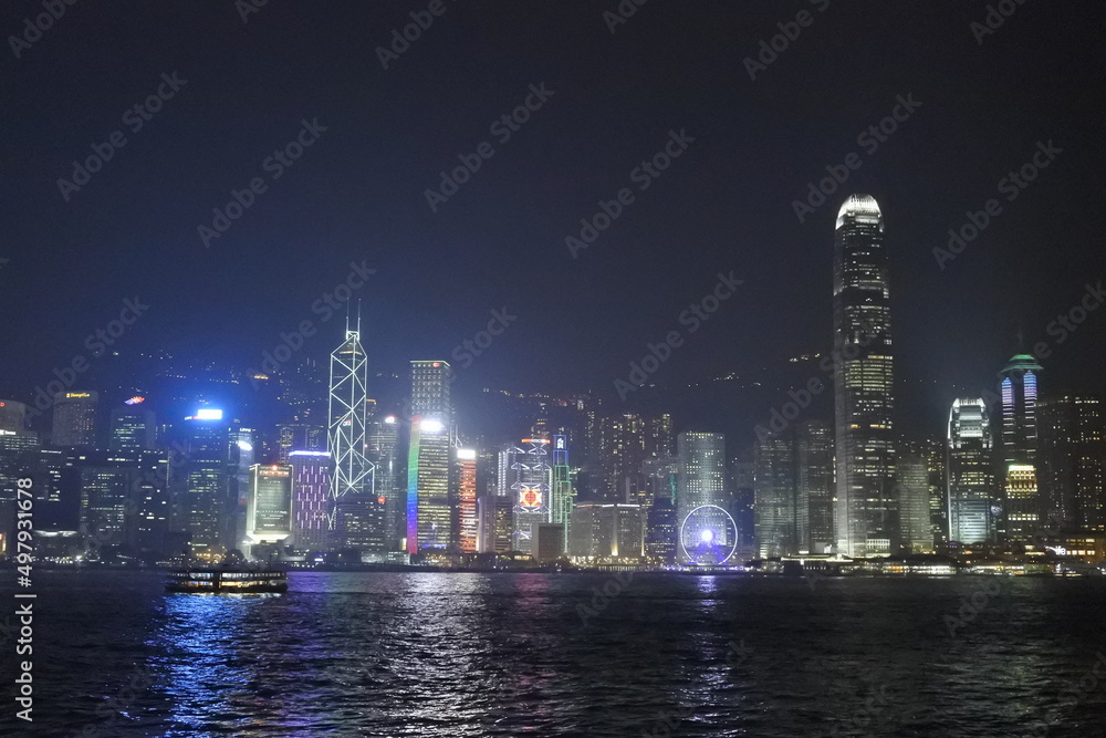Obraz premium 香港 ビクトリアハーバー 夜景