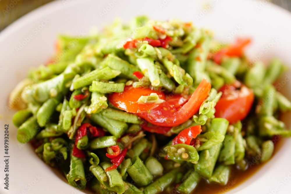 Long bean salad in a plate Long bean salad in a plate