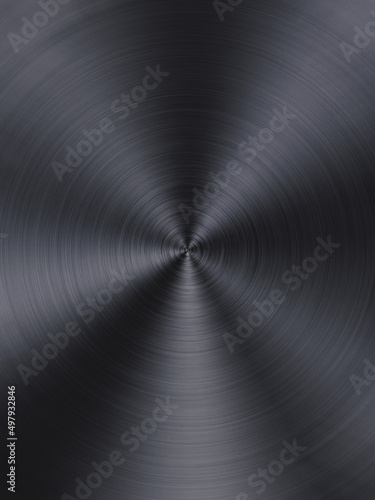 Abstract Dark Grey Black metallic steel background in portrait. vinyl record circle texture.