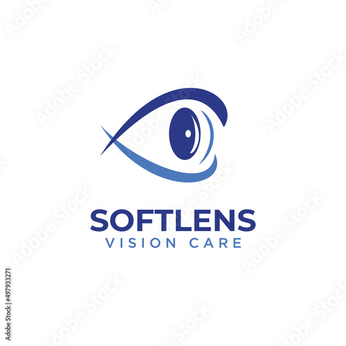 softlens vision care logo, abstract eye side sense vector photo