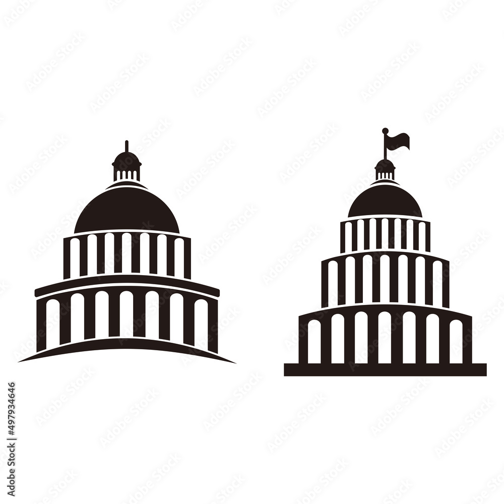 Capitol building set vector icon illustration sign	