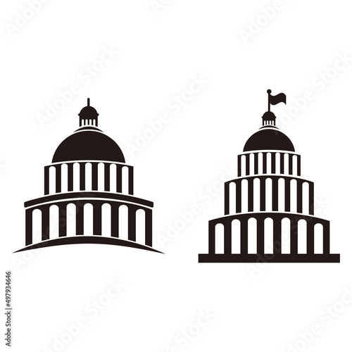 Print op canvas Capitol building set vector icon illustration sign