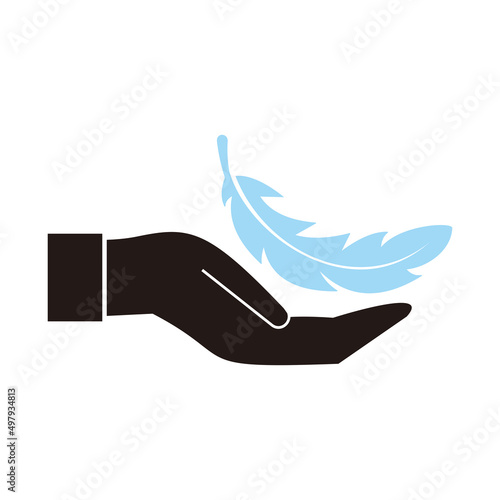 Sensitive icon with soft feather illustration sign	