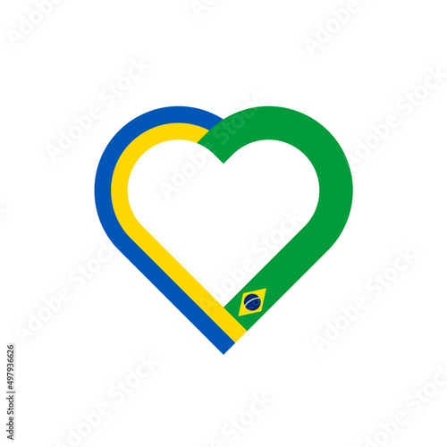 heart ribbon icon of ukraine and brazil flags. vector illustration isolated on white background