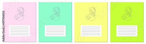 Covers for copybook with girl. A5. Vector illustration.