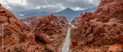 Photography Valley of Fire state park near Las Vegas under heavy rain fall