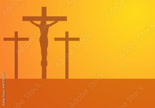 Cruz de jesucristo en el atardecer. 