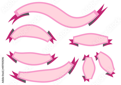 Icono rosa de lazo y cinta en fondo blanco. 