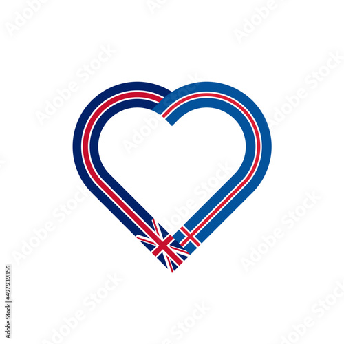 heart ribbon icon of united kingdom and iceland flags. vector illustration isolated on white background