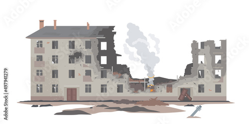 Bombed building after the bombing raid 