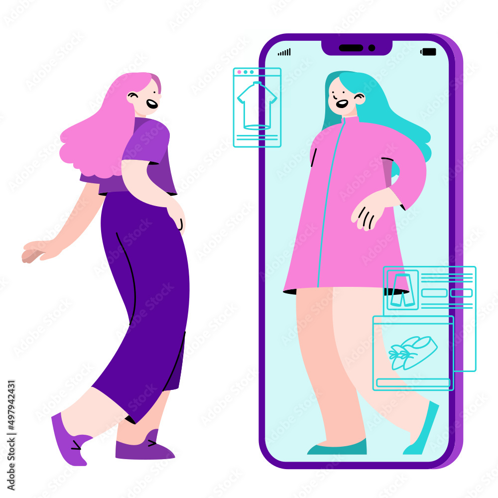 woman chooses an image in a meta universe woman chooses an image in a meta universe
