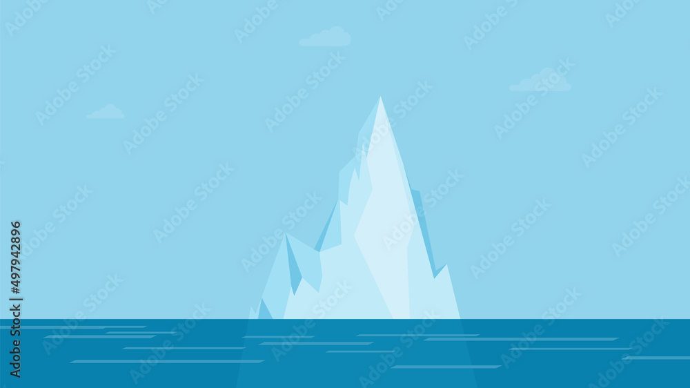 Iceberg floating in the water. Flat vector illustration EPS10