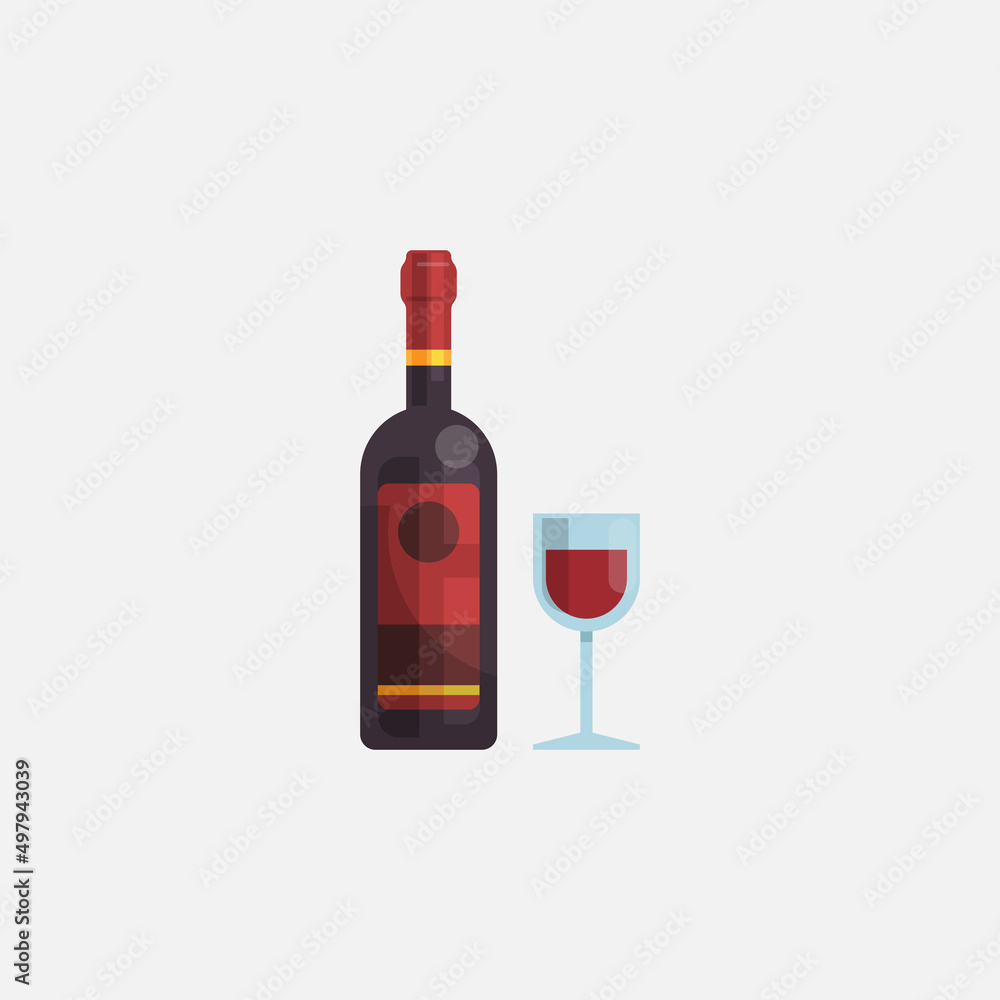 wine bottle and wine glass vector illustration, wine flat icon, drink icon wine bottle and wine glass vector illustration, wine flat icon, drink icon