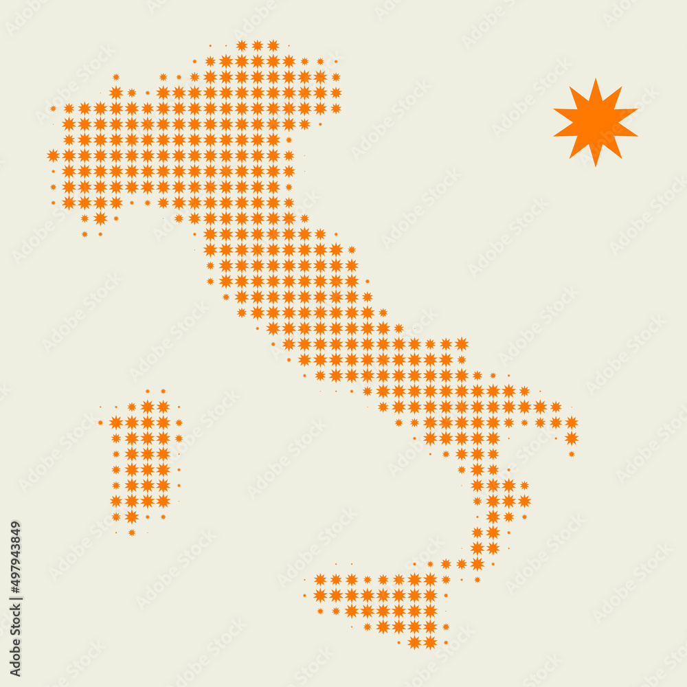 Mappa vettoriale dell'Italia, mosaico di simboli, editabile, contiene anche versione JPG