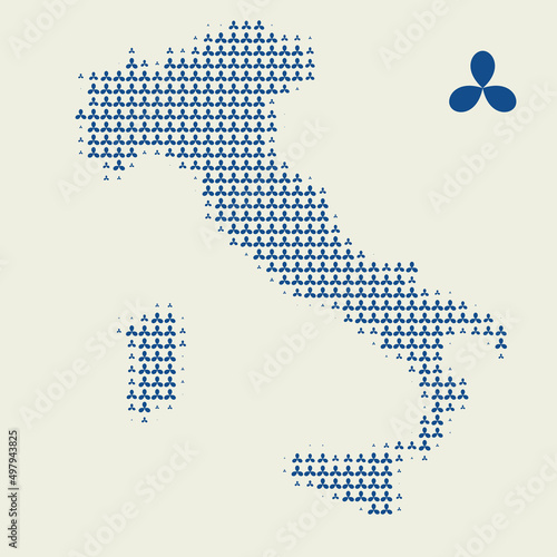 Mappa vettoriale dell'Italia, mosaico di icone a a forma di fiore, editabile, contiene anche versione JPG e SVG