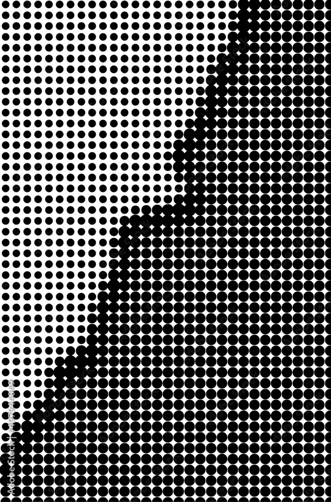 Vector halftone dotted background divided by stripe. Resemblance to a torn paper sheet. Sample cover for a report, summary, reportage.