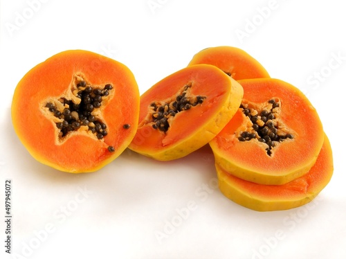 green and yellow fruits of oriental Papaya close up