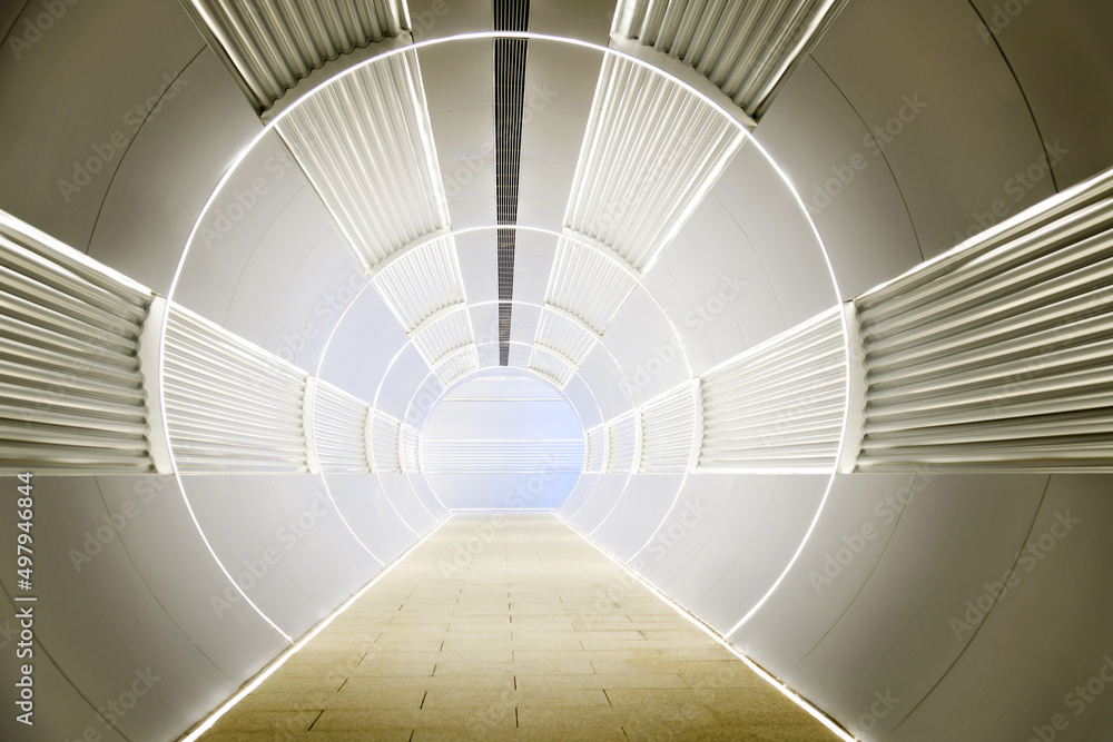 Fototapeta premium Background of long futuristic tunnel