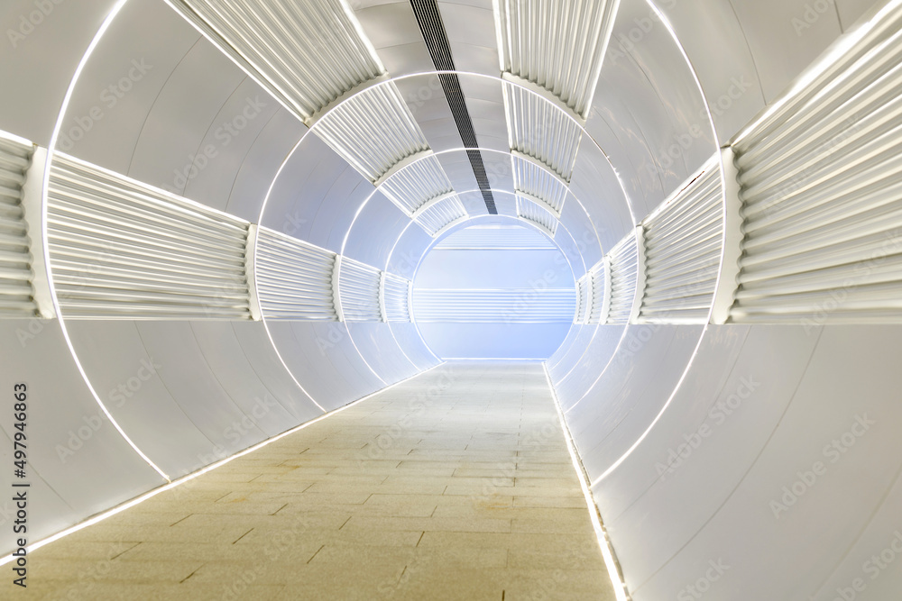 Fototapeta premium Background of long futuristic tunnel