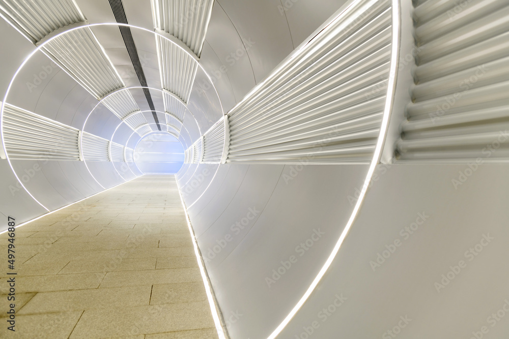 Fototapeta premium Background of long futuristic tunnel