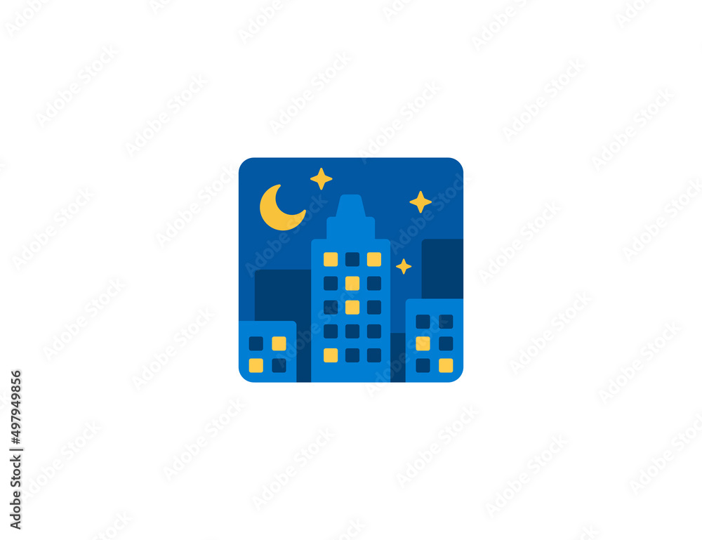 Night with Stars vector flat emoticon. Isolated City At Night illustration. Starry Night icon Night with Stars vector flat emoticon. Isolated City At Night illustration. Starry Night icon