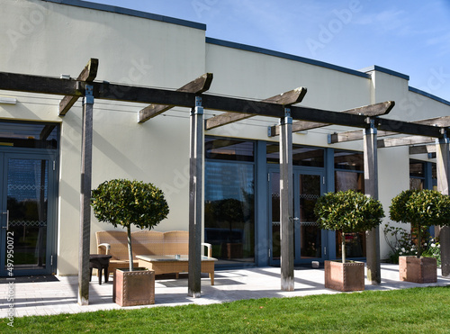 modern house with garden