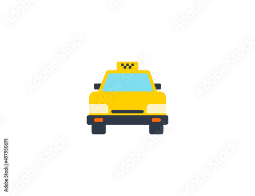 Oncoming Taxi vector flat emoticon. Isolated Front Of Taxi illustration. Taxicab icon