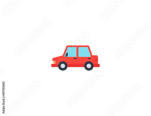 Automobile vector flat emoticon. Isolated Side Of Car illustration. Red Car icon