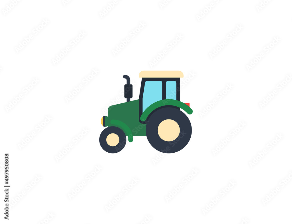 Tractor vector flat emoticon. Isolated Farm illustration. Farming icon