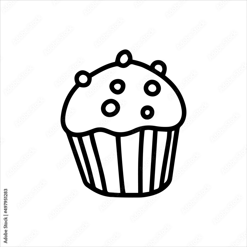vector drawing in doodle style cake. simple line drawing of pastry, cake. black and white illustration vector drawing in doodle style cake. simple line drawing of pastry, cake. black and white illustration