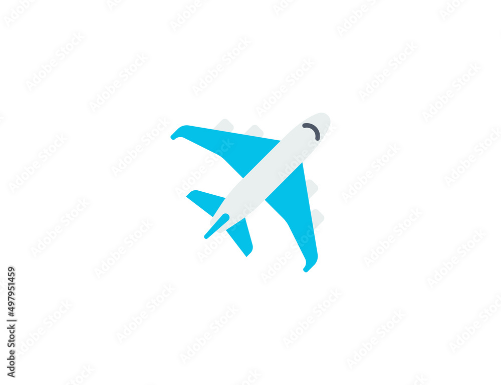 Obraz premium Airplane vector flat emoticon. Isolated Airplane illustration. Airplane icon