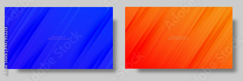 Set of abstract blue and orange gradient backgrounds with slice effect © EzhmaStudio