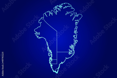 Greenland Map of Abstract High Detailed Glow Blue Map on Dark Background logo illustration	