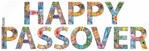 Photo HAPPY PASSOVER. Vector zentangle object for decoration
