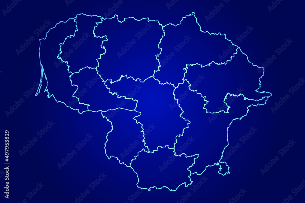 Lithuania Map of Abstract High Detailed Glow Blue Map on Dark Background logo illustration Lithuania Map of Abstract High Detailed Glow Blue Map on Dark Background logo illustration