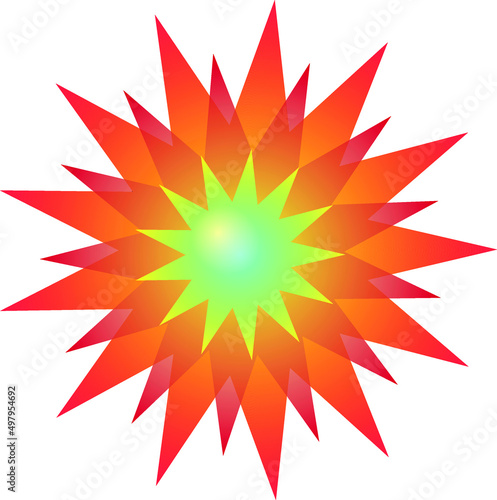 A bright shining star of red-yellow color. Vector graphics.
